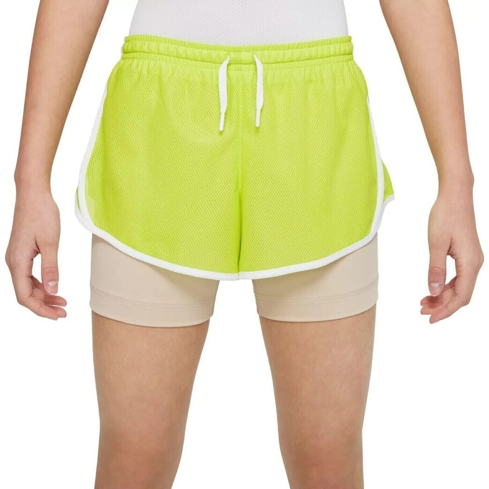 NIKE DRI-FIT TEMPO LINED RUNNING SHORTS Youth Girl Medium 10-12 Atomic Green